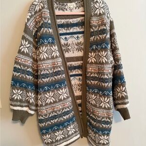 POL Nordic Pattern long sleeve open front Cardigan sweater so soft